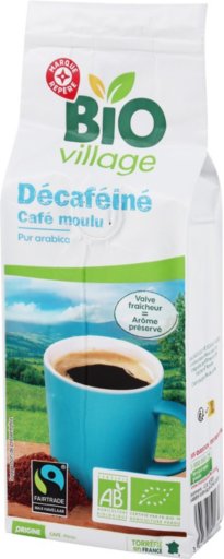 Café moulu pur arabica décaféiné bio fairtrade - 250 g - BIO VILLAGE