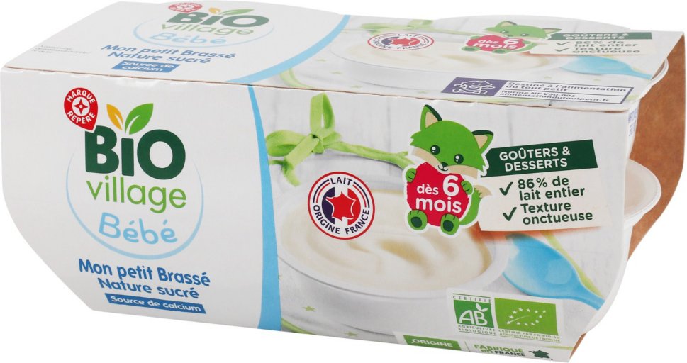 Brassé nature dès 6 mois bio - 4 x 100 g - BIO VILLAGE