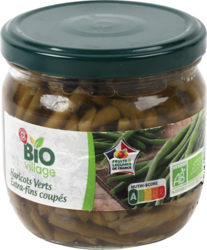 Haricots Verts Extra Fins Bio Bocal-37CL - BIO VILLAGE