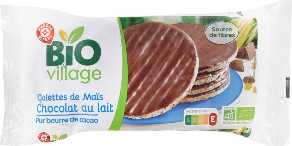 Galettes de maïs nappées de chocolat au lait bio - 100 g - BIO VILLAGE