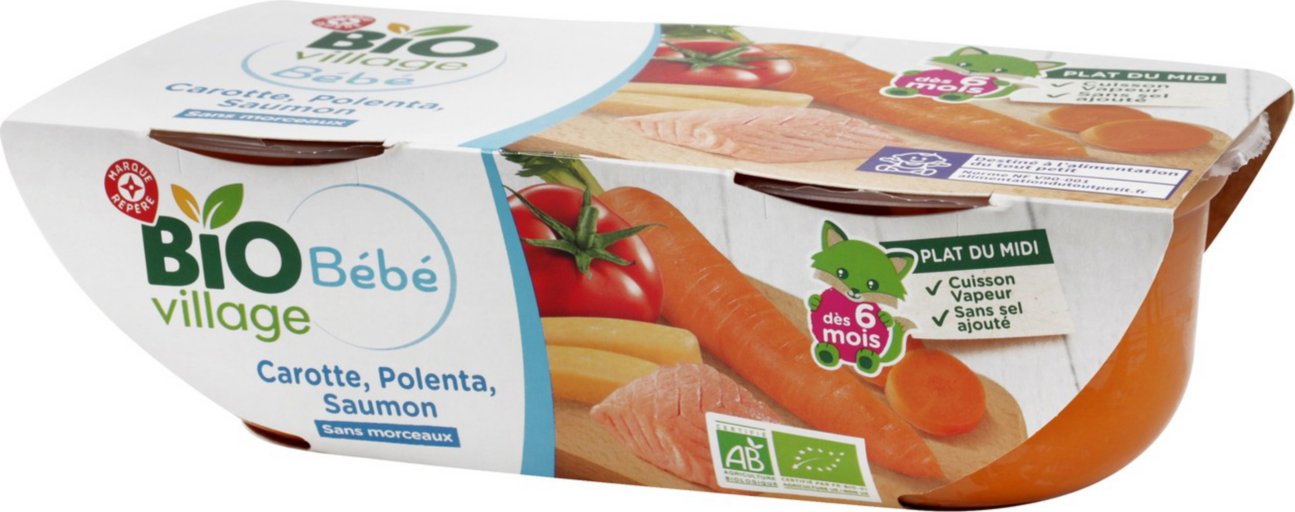 Bol carotte, polenta et saumon dès 6 mois bio - 2 x 200 g - BIO VILLAGE