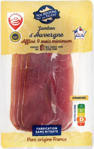 Jambon d'Auvergne 4 tranches 100 g - NOS REGIONS ONT DU TALENT