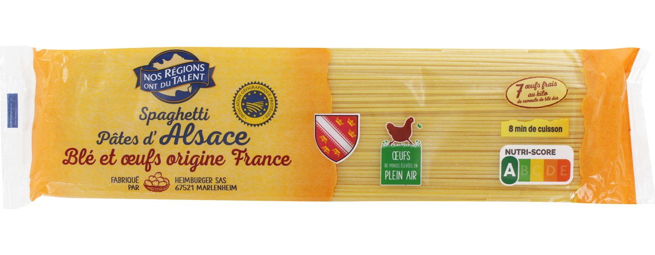 Spaghetti d'Alsace IGP aux 7 oeufs - 250 g - NOS REGIONS ONT DU TALENT