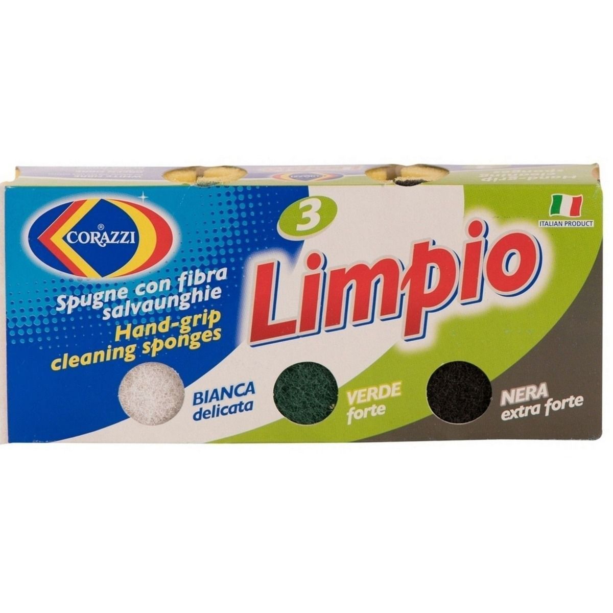 Éponges abrasives Limpio jaune + fibres colorées x3 unité - CORAZI
