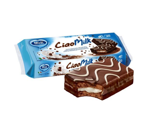 Genoise enrobée de cacao et fourrée au lait CiaoMilk x10 350g - MIDI