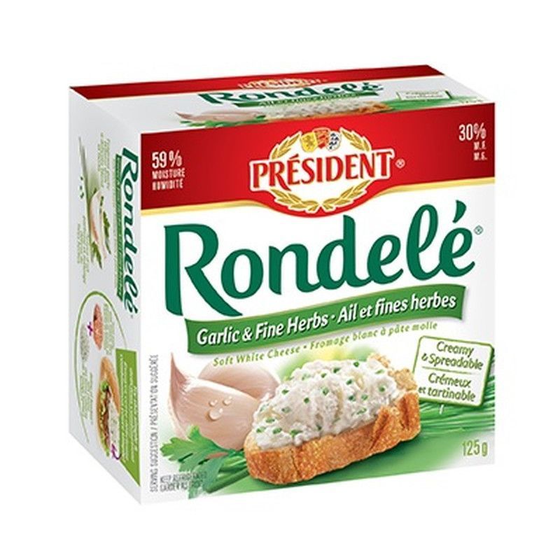 Fromage à tartiner Rondelé ail de garonne et fines herbes 125g - PRÉSIDENT