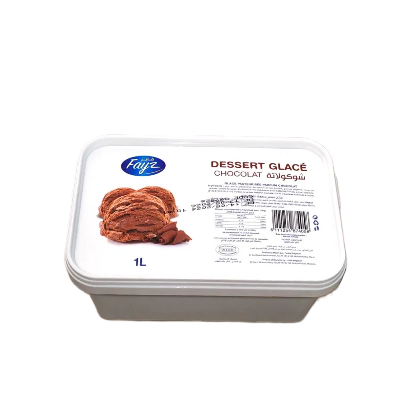 Bac de crème glacée Fayz chocolat 1L