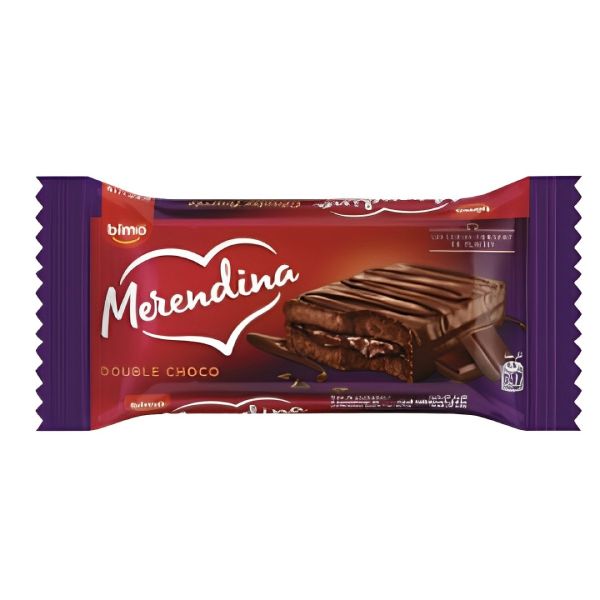 Génoise double choco fourrée et enrobée au cacao Merendina 36g - BIMO