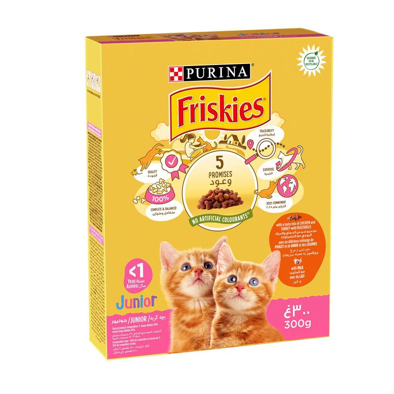 Croquettes au poulet, aux légumes et au lait pour chat junior 300g - FRISKIES
