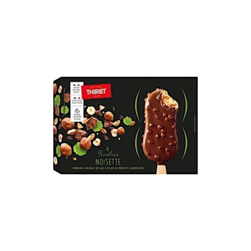 Thiriet  4 parenthéses noisette enrobage chocolat au lait 400ml