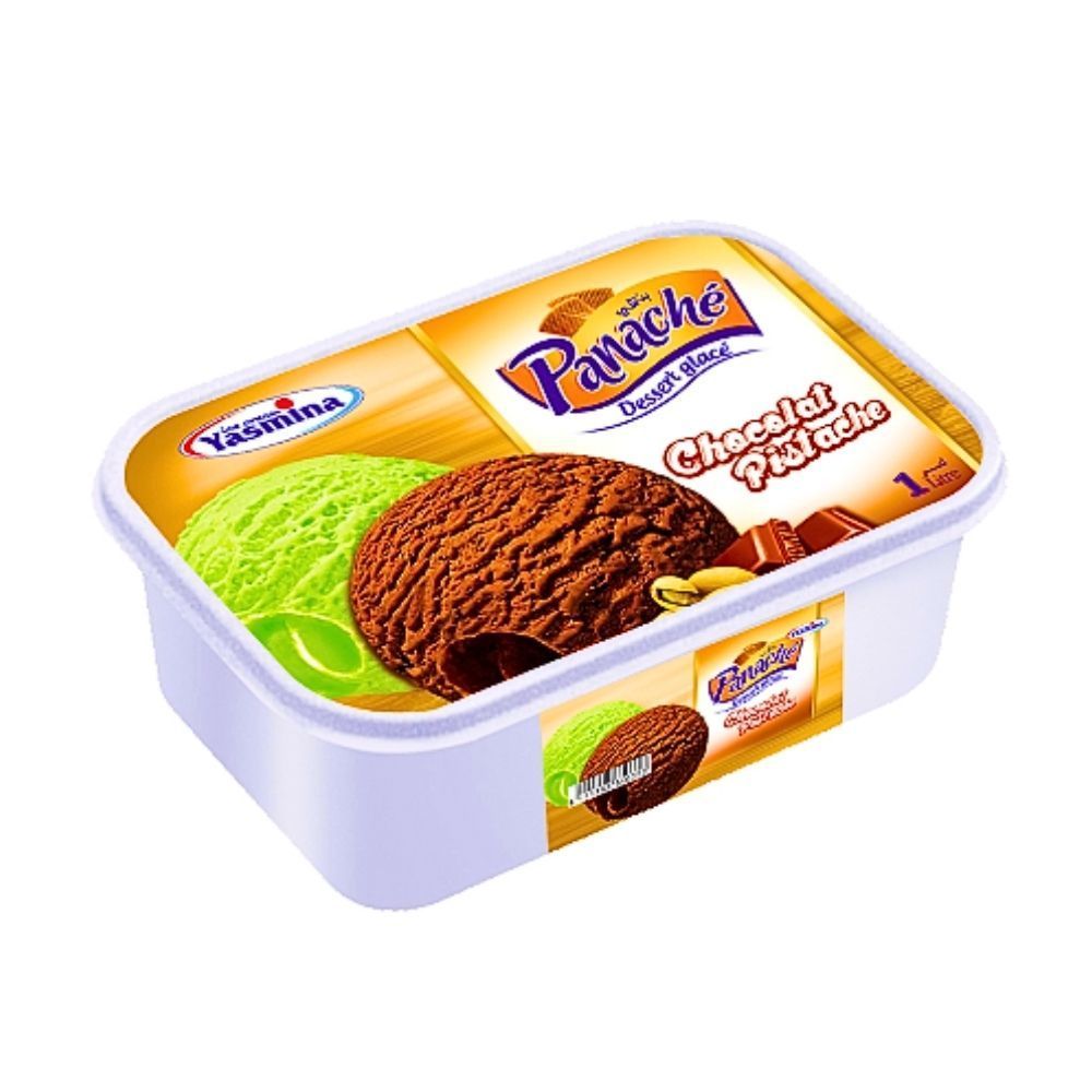 Yasmina bac de crème glacée choco pistache panache 1L