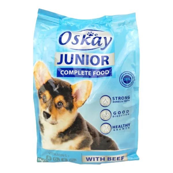 Croquettes au bœuf pour chiens junior 1Kg - OSKAY