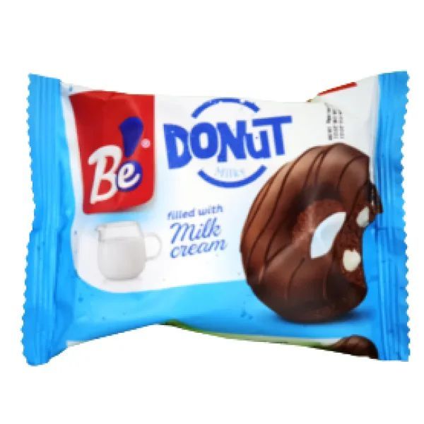 Cake cacao fourré crème lait et enrobé au cacao Donut Milky 45g - BE