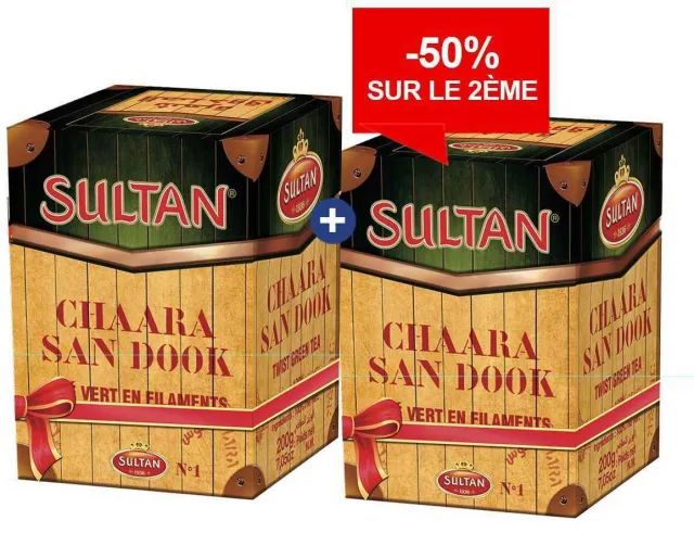 2 boîtes de thé vert en filaments Sandook 200g -50% sur le 2ème - SULTAN