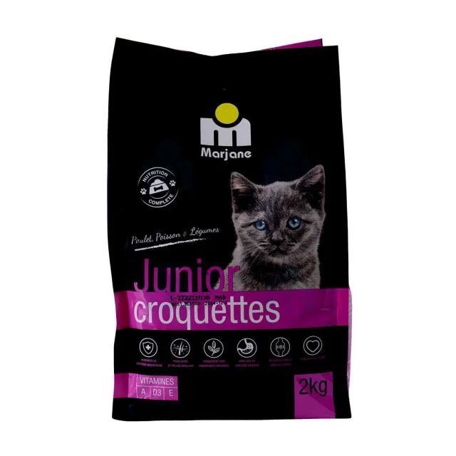 Croquettes de poulet et poisson aux légumes pour chat junior 2kg - MARJANE