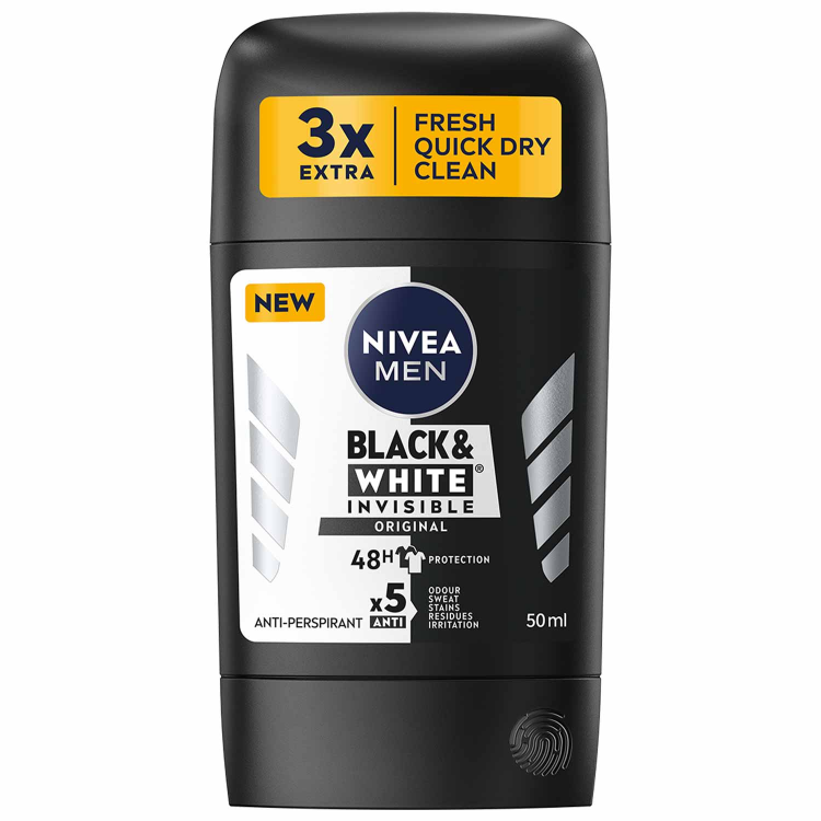 Déodorant stick homme Black et White Original 50ml - NIVEA MEN