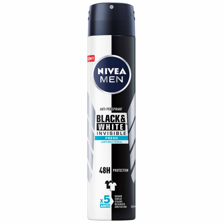 Déodorant homme Black & White invisible Fresh 200ml - NIVEA MEN