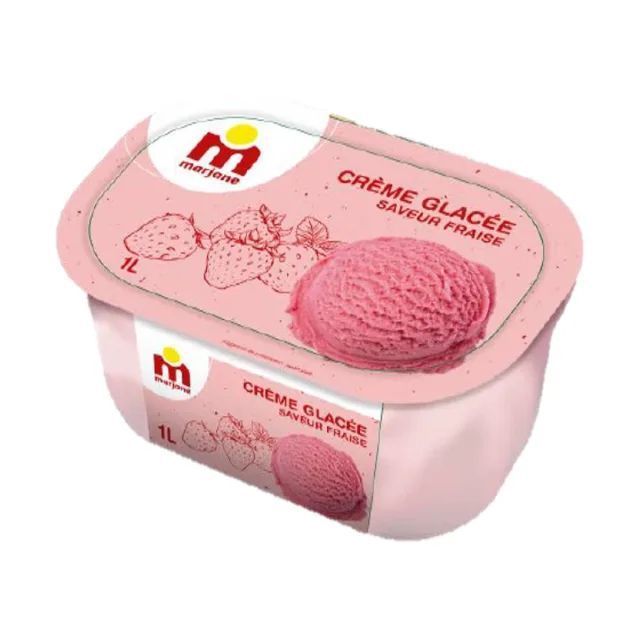 Marjane bac de crème glacée fraise 1000ml