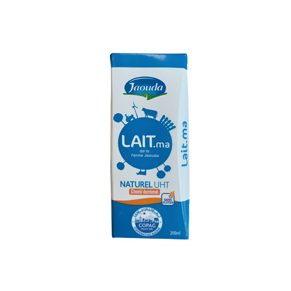 Lait uht demi écrémé 200ml - JAOUDA