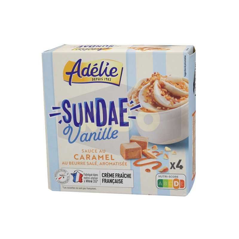 Adélie pots de crème glacée Sundae vanille sauce au caramel beurre salé x4 257g