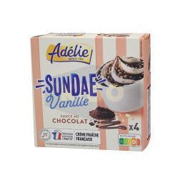 Adélie pots de crème glacée Sundae vanille sauce au chocolat x4 252g