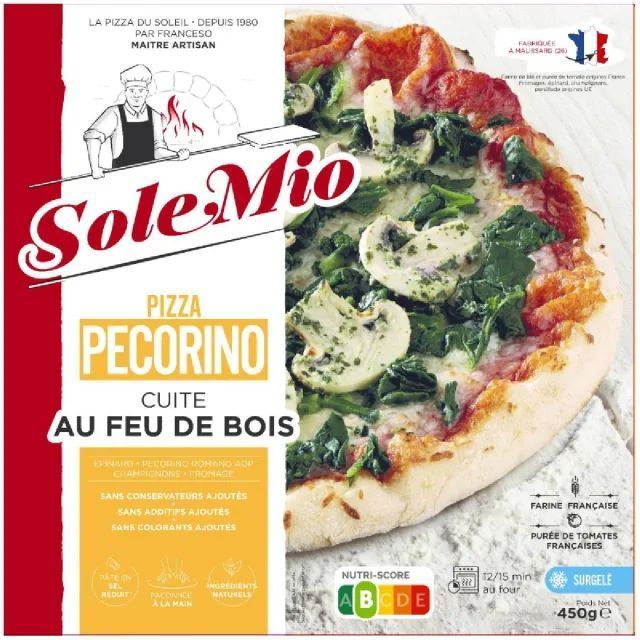 Pizza aux épinards pecorino et persillade cuite au feu du bois 450g -  SOLE MIO