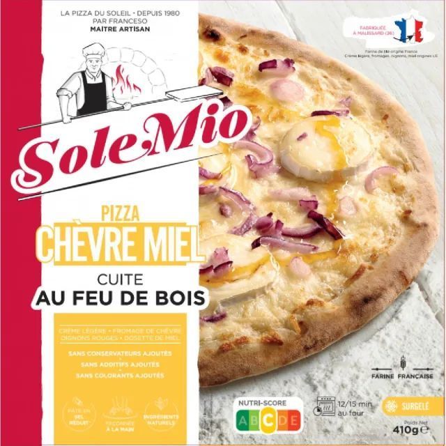 Pizza à la bûche de chèvre miel cuite au feu du bois 410g - SOL MIO