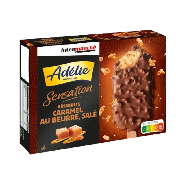 Intermarché - Adélie bâtonnet de glace caramel au beurre salé x4 251g
