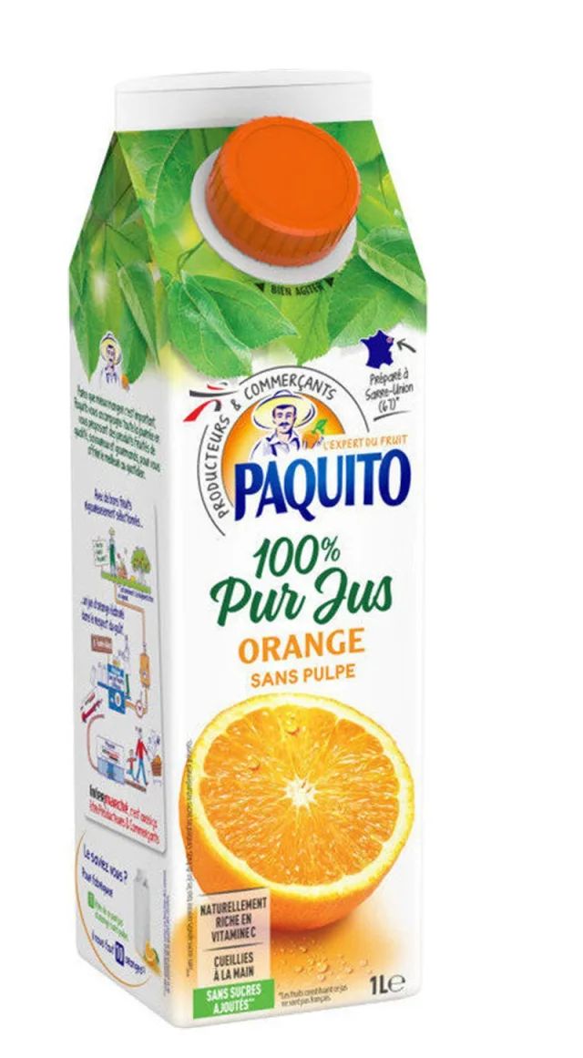 Intermarché - Jus d’orange sans pulpe 1L – PAQUITO