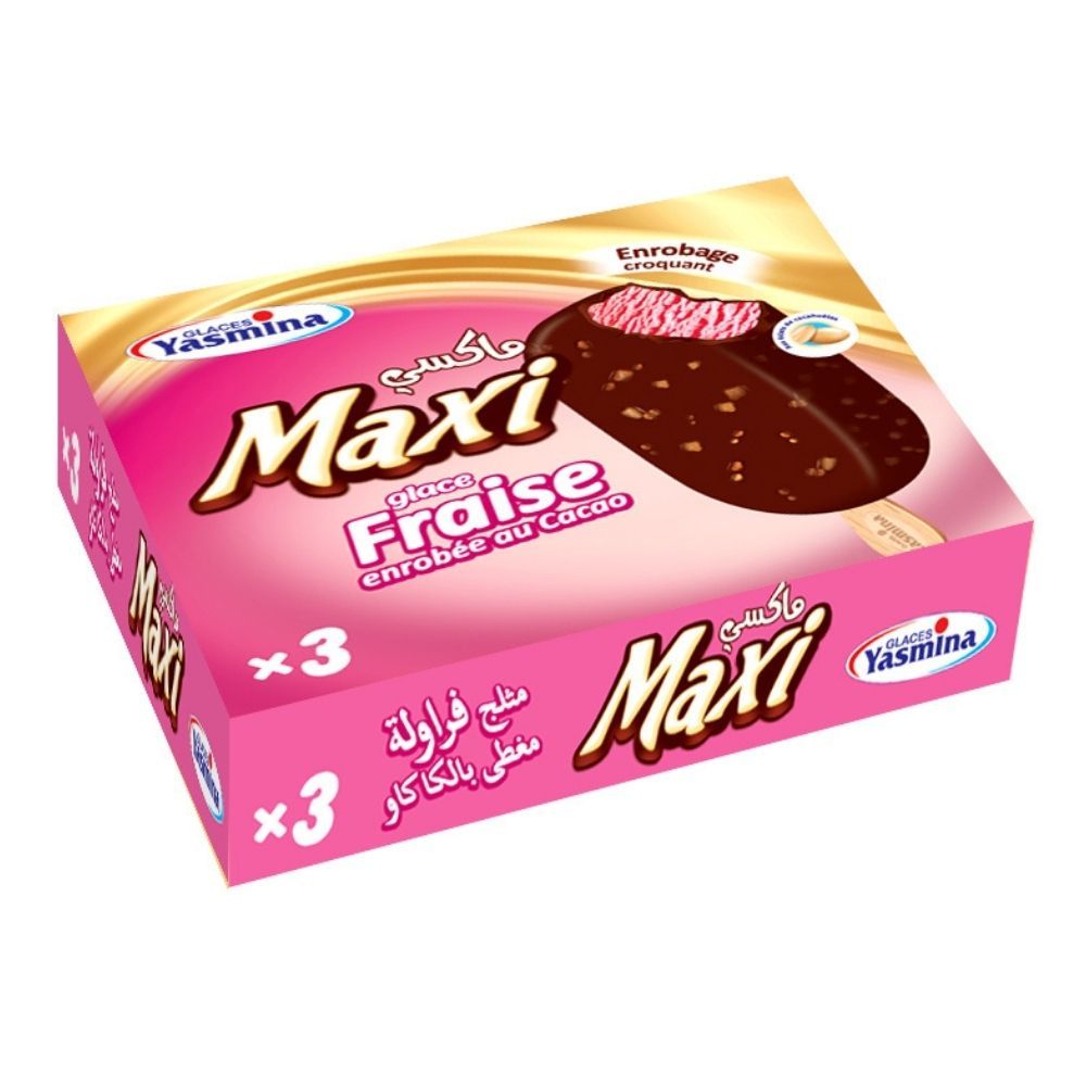 Bâtonnets de Glace Fraise et Chocolat Yasmina Maxi 3 unités 80ml