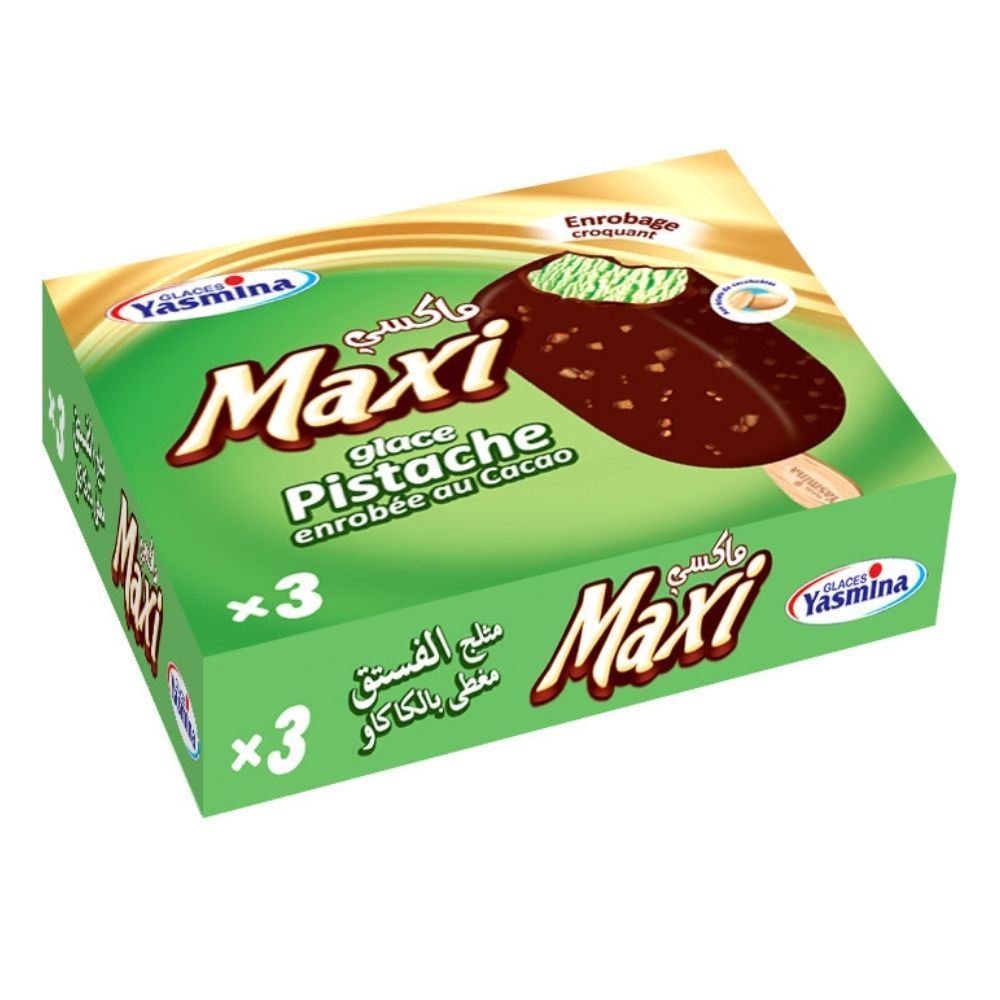 Bâtonnets de Glace Pistache et Chocolat Yasmina Maxi 3 unités 80ml