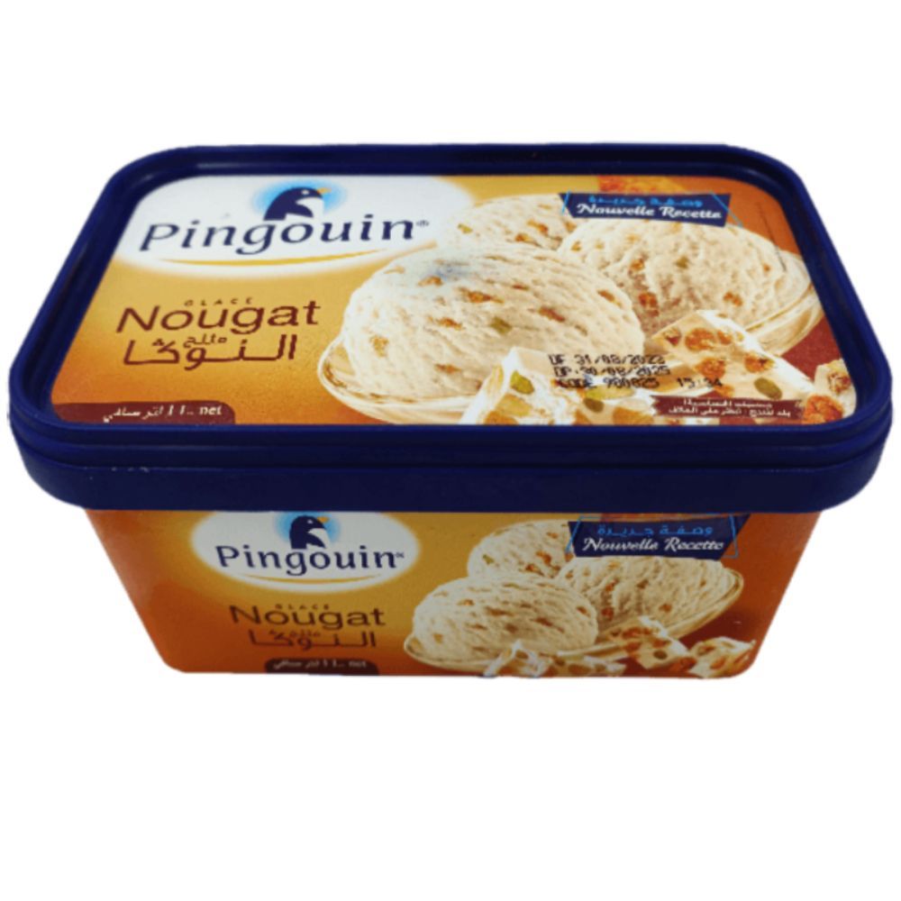 Pingouin bac de crème glacée nougat 1L