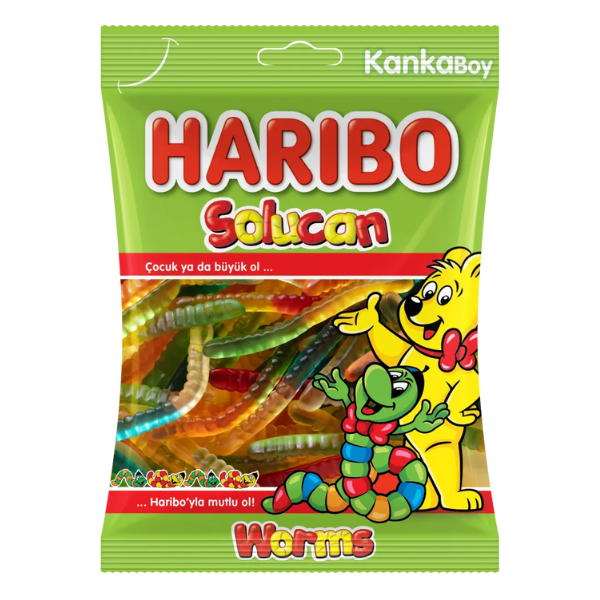 Gommes asticots Worms 80g - HARIBO