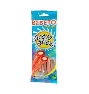 Gommes tuyaux acidulés saveur fraise et vanille Wacky Sticks 75g - BEBETO