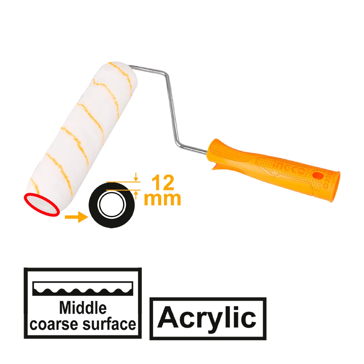 Brosse cylindrique de 9 pouces (paroi intérieure) acrylique HRHT282302 AU MAROC
