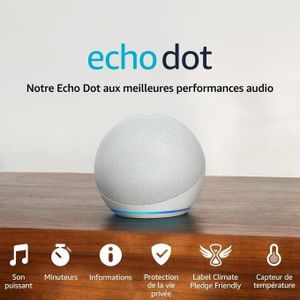Amazon Essentials Echo Dot 5th génération , Enceinte connectée Bluetooth et Wi-Fi au son puissant avec Alexa.