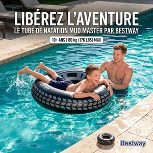 Bestway Mud Master – Bouée Gonflable Style Pneu pour Piscine et Plage, Accessoire de Natation pour Enfants et Adultes, Confort et Plaisir Aquatique pour Toute la Famille