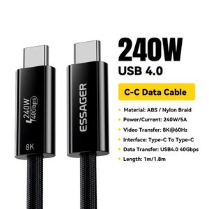 ESSAGER Câble USB-C 240W – USB-C 4.0 40Gbps – Charge Rapide Ultra & Vidéo 8K Ultra HD – Type-C vers Type-C