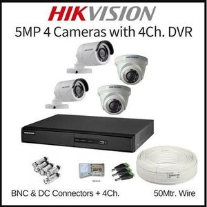 Hikvision Kit Complet cameras de surveillance 3K/6MP DVR 4CH Pro + 4 Caméras