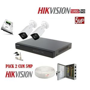 Hikvision Pack Complet de 2 Camera de surveillance 5MP A à Z