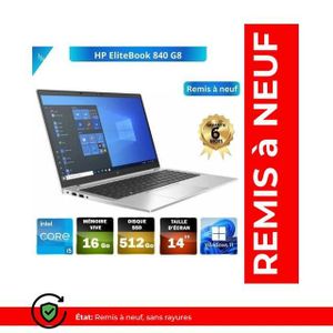 Hp EliteBook 840 G8 I5-1145g7 11éme Génération RAM 16Go DDR4 512Gb SSD QWERTY - REMIS A NEUF