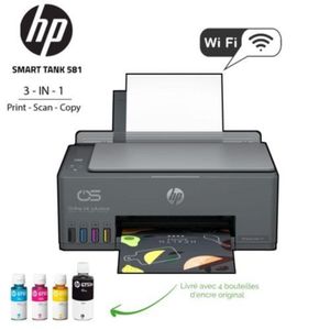 Hp Imprimante Smart Tank 581 Multifonction À Réservoir Rechargeable (4A8D4A)