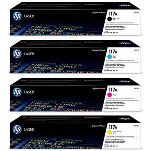 Hp Pack 4x Toner 117A Original Compatible avec les imprimantes laser Color Laser 150, 150a, 150nw, MFP 178, MFP 178fwg, MFP 178nw, MFP 178nwg, MFP 179, MFP 179fnw, MFP 179fwg, MFP 179nwg