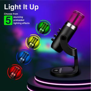 Jmary RGB Microphone à condensateur USB