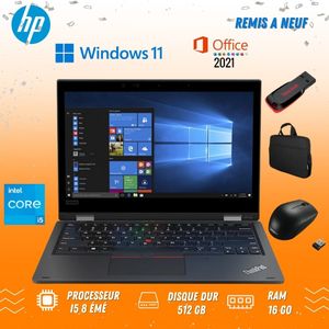 Lenovo ThinkPad L390 - Core i5 8ème génération - RAM 16 Go - SSD 512 Go - Clavier AZERTY - Remis à neuf