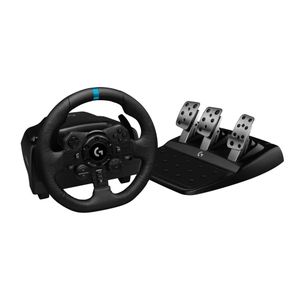 Logitech G923 volant de course et pédales, TRUEFORCE jusqu'à 1 000 Hz, design de conduite réactif, commande de démarrage à double embrayage, housse de volant en cuir véritable, PS5/PS4/PC/Mac - Noir