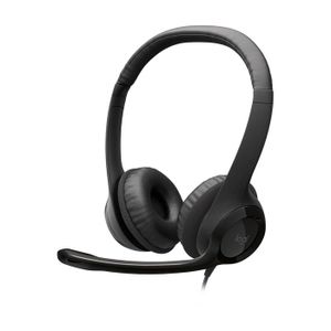 Logitech H390 Casque Filaire pour PC/Ordinateur Portable, Casque Stéréo avec Microphone Antibruit, USB-A, Commandes En Ligne, Compatible avec Chromebook - Black