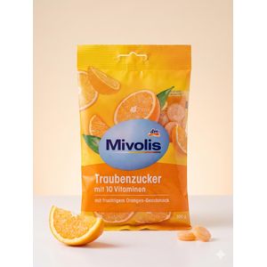 Mivolis Pastilles de Dextrose aux 10 Vitamines - Saveur Orange Fruitée - (100g)