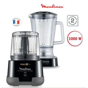 Moulinex Moulinette Ultimate - XXL Hachoir Robot 6 en 1 + Blender 1,5L - Lames Powelix Titanium - Moteur 1000W