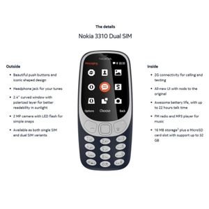 Nokia 3310 Bleu double carte sim